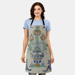 Delantal Florero Antiguo de Delft con Tulipanes Holandeses: