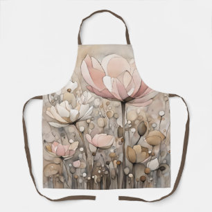 Delantal Flores acuarela Abstracto Beige rosado