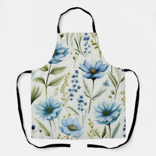 Delantal Flores acuáticas en azul claro