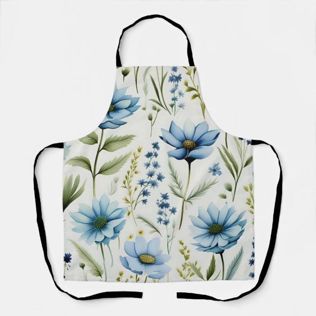 Delantal Flores acuáticas en azul claro (Anverso)