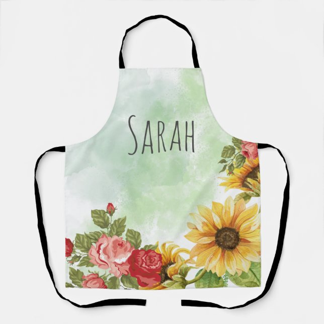 Delantal flores acuáticas Personalizable de Kitchen Apron (Anverso)