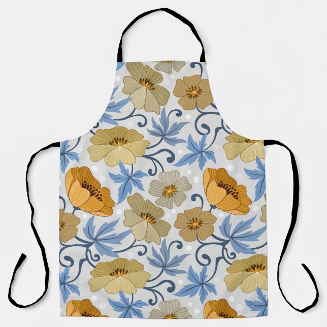 Delantal Flores amarillas: diseño textil sin foco (Anverso)