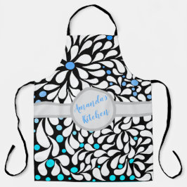 Delantal Flores audaces personalizadas verde azuladas azule