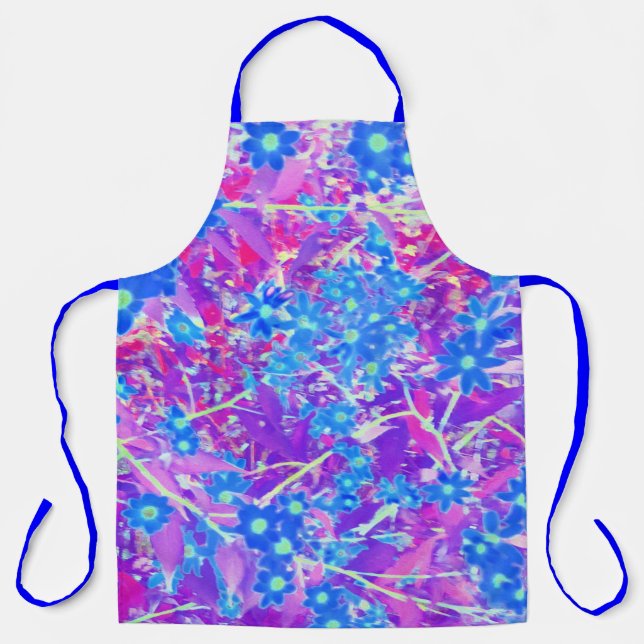 Delantal Flores azul violeta y verde anime bonito (Anverso)