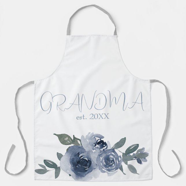 Delantal Flores azules para la abuela (Anverso)