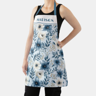 Delantal Flores azules y beiges