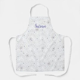 Delantal Flores blancas de taupe modernas con perwinkle