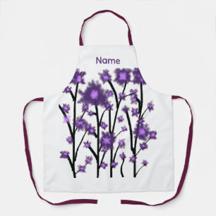 Delantal Flores Blancas Moradas Modernas Contemporáneas