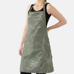 Delantal Flores blancas Sage Green Apron