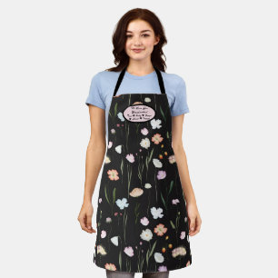 Delantal Flores blancas y rosas coloreadas personalizadas