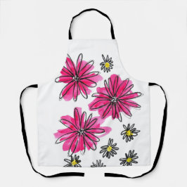 Delantal Flores blancas y rosas singulares