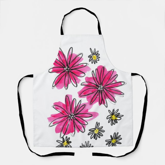 Delantal Flores blancas y rosas singulares (Anverso)