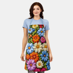 Delantal Flores bonitas, brillantemente coloreadas,