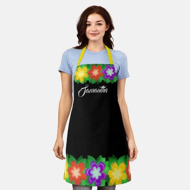 Delantal Flores botánicas tropicales (Gastado)