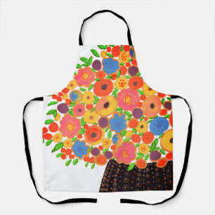 Delantal Flores coloridas en una bolsa de boho negro