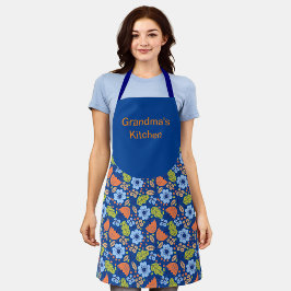Delantal Flores coloridas Patrón de la cocina de la abuela
