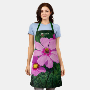 Delantal Flores Cosmos rosas personalizadas