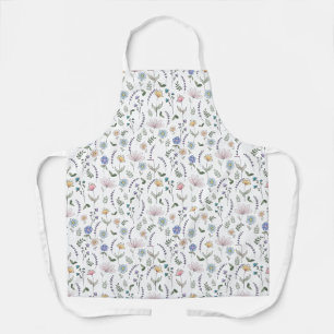 Delantal Flores de Acuarela de Primavera Doodle