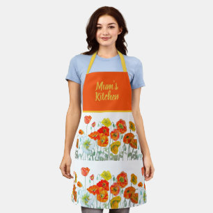 Delantal Flores de amapola naranja rojo amarillo