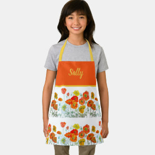 Delantal Flores de amapola naranja rojo amarillo