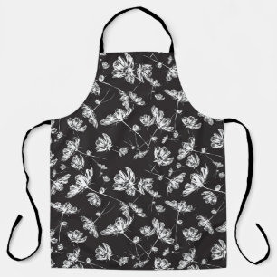 Delantal Flores de cosmos blancos: patrón aislado.