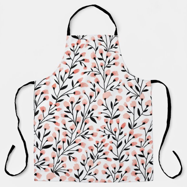 Delantal Flores de Doodle: Coral Floral Seamless. (Anverso)
