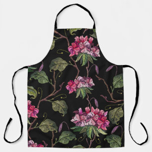 Delantal Flores de geranio de bordado patrón sin fisuras