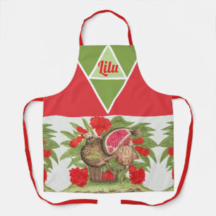 Delantal Flores de granada y fruta de época personalizadas