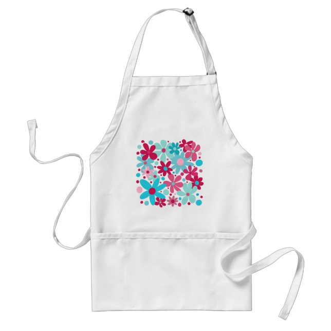 Delantal Flores de hongos azules y rosas (Frente)