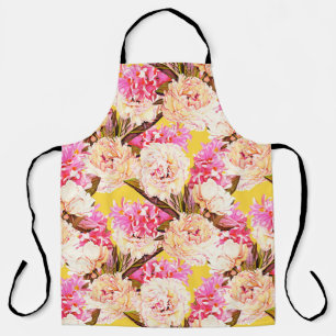 Delantal Flores de Hyacinth y peonis, sin costura. Wat