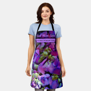 Delantal Flores de Hydrangeas azul morado Magenta, mamá