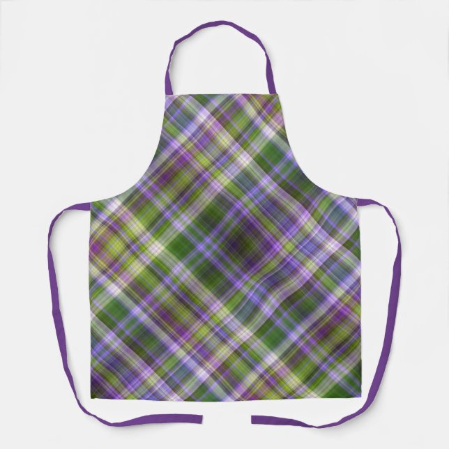 Delantal Flores de iris moradas y verdes (Anverso)