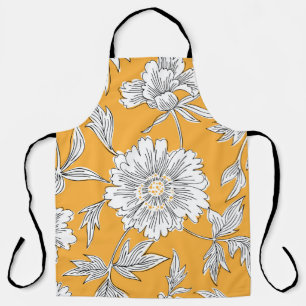 Delantal Flores de jardín abstractas dibujadas a mano. Dibu