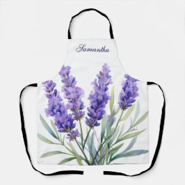 Delantal Flores de lavanda acuarela