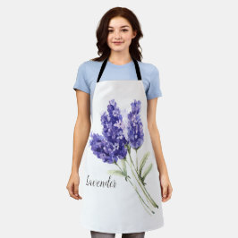 Delantal Flores de lavanda acuarela de bonito