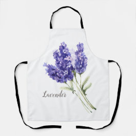 Delantal Flores de lavanda acuarela de bonito
