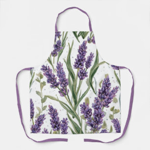 Delantal Flores de lavanda púrpura Botánico acuarela