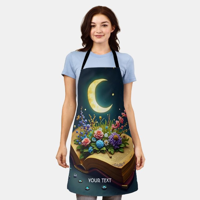 Delantal Flores de libros de luna muelas cuteadas de fantas (Gastado)