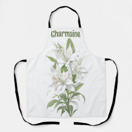 Delantal Flores de lirio blanco personalizadas