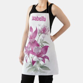 Delantal Flores De Lirio Púrpura Personalizadas