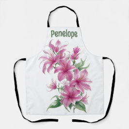 Delantal Flores de lirio rosa oriental personalizadas
