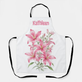 Delantal Flores De Lirio Rosa Personalizadas