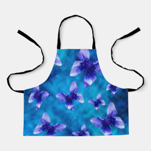 Delantal Flores de mariposa azul, Chicas Apron de impresión