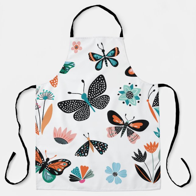 Delantal Flores de mariposas: Colección de manos dibujadas (Anverso)