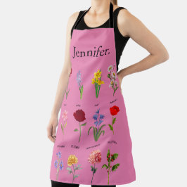 Delantal Flores de mes de nacimiento personalizado Todas la