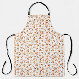 Delantal flores de otoño naranja sobre un fondo blanco