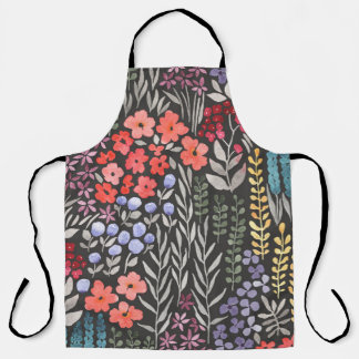 Delantal Flores de pradera: Floral sin costuras acuarela
