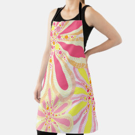 Delantal Flores de primavera amarillas y rosas