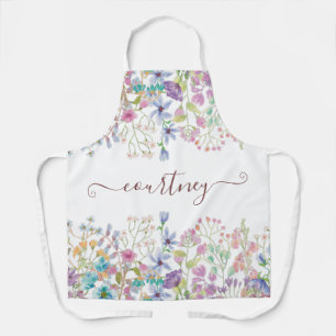 Delantal Flores de primavera en acuarela personalizadas