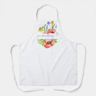 Delantal Flores de primavera en acuarela personalizadas